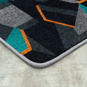 Kid Essentials Stealth Teal 3'10" x 5'4" Area Rug by Joy Carpets – 3'10" x 5'4" (Rectangular), Nylon, Teal, Model 2134B-01