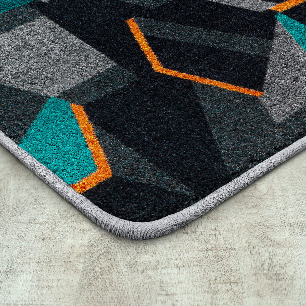 Kid Essentials Stealth Teal 3'10" x 5'4" Area Rug by Joy Carpets – 3'10" x 5'4" (Rectangular), Nylon, Teal, Model 2134B-01