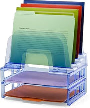 OfficemateOIC Blue Glacier Large Incline Sorter with Two Letter Trays, Transparent Blue (23211)