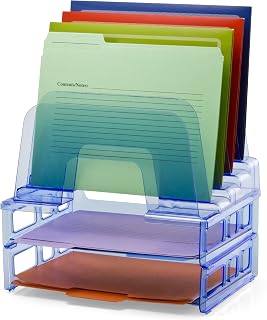 OfficemateOIC Blue Glacier Large Incline Sorter with Two Letter Trays, Transparent Blue (23211)