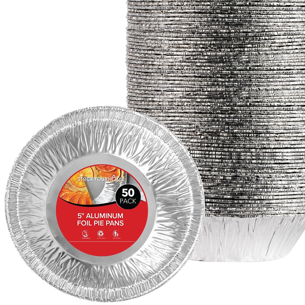 Stock Your Home 50 Pack (5 Inch) / Silver / 50 Pack Pie Pans