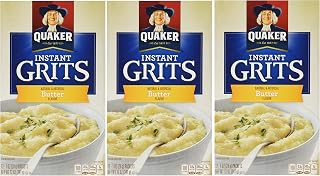 Quaker Instant Grits, Butter Flavor, 12 Count, 12oz Box (Pack of 3)