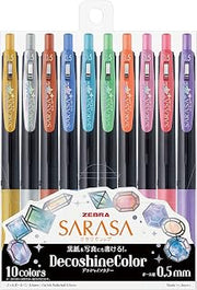 Zebra Technologies Zebra Gel Ballpoint Pen Sarasa Clip 0.5mm Deco Shine Color, 10 Colors Set(JJ15-10C-SH)