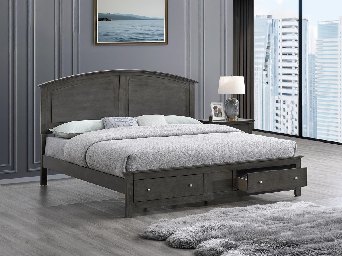 Hammond King Bed Gray by Glory Furniture – Wood, Grey, Model G5405B-KSB