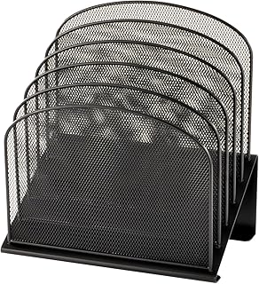 Safco Onyx Desk Organizer, 5 Tiered Vertical Compartments, Office and Classroom Mailbox , Paper and Mail Sorter, Steel Mesh, Black