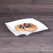 Elite Global Solutions D3311-W Pillowed Square Plate, 12" sq. x 1 5/8" h., Melamine, White w/Black Trim (Pack of 6)