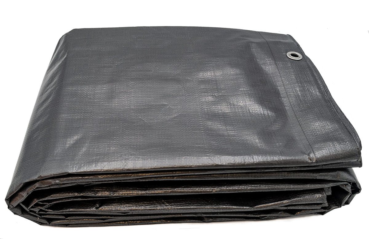 Heavy Duty Silver Tarp 6 OZ. by HARPSTER TARPS – 12'x12', High Density Polyethylene (HDPE), Silver, Model S12x12