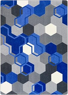 Joy Carpets Team Up 7'8" x 10'9" Area Rug in Color Blue