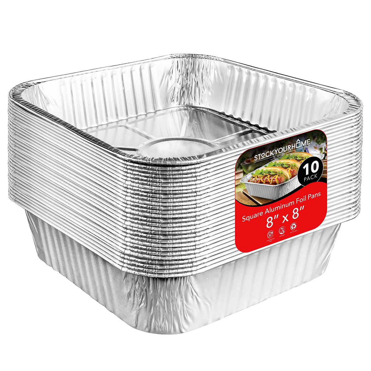 Stock Your Home 10 Pack / Silver / Pans Disposable Cookware