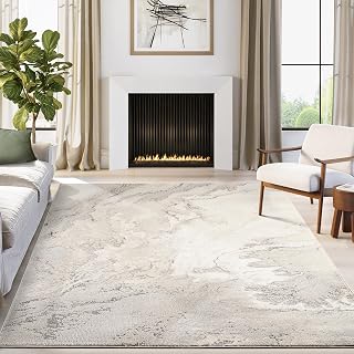 Abani Beau Collection Grey Area Rug - 6' x 9' - Marble Abstract Pattern, Non-Shedding - Easy to Clean, Durable for Living Rooms, Bedrooms & Offices, Pet & Kid Friendly