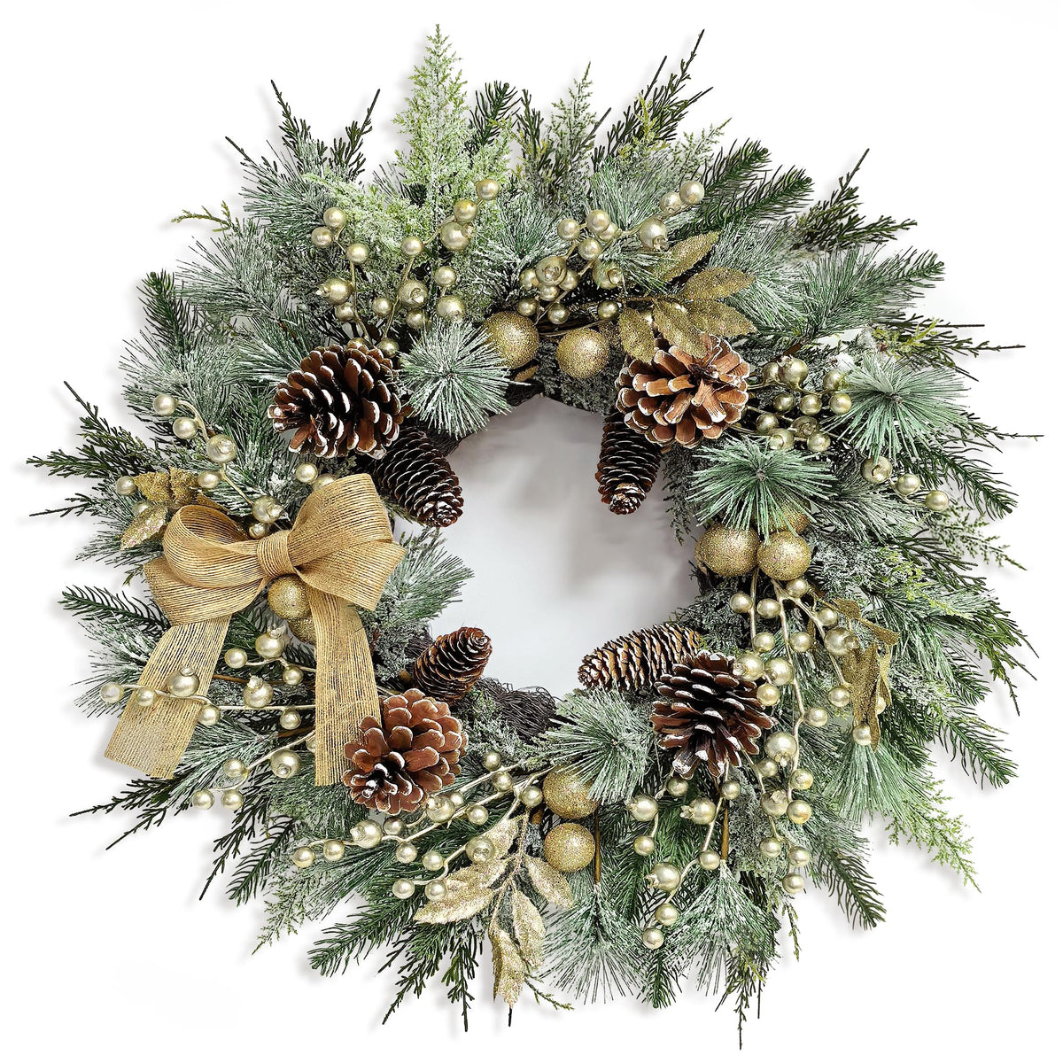 Worthyeah Pine Christmas Wreath, 22 Inch, Vintage Gold