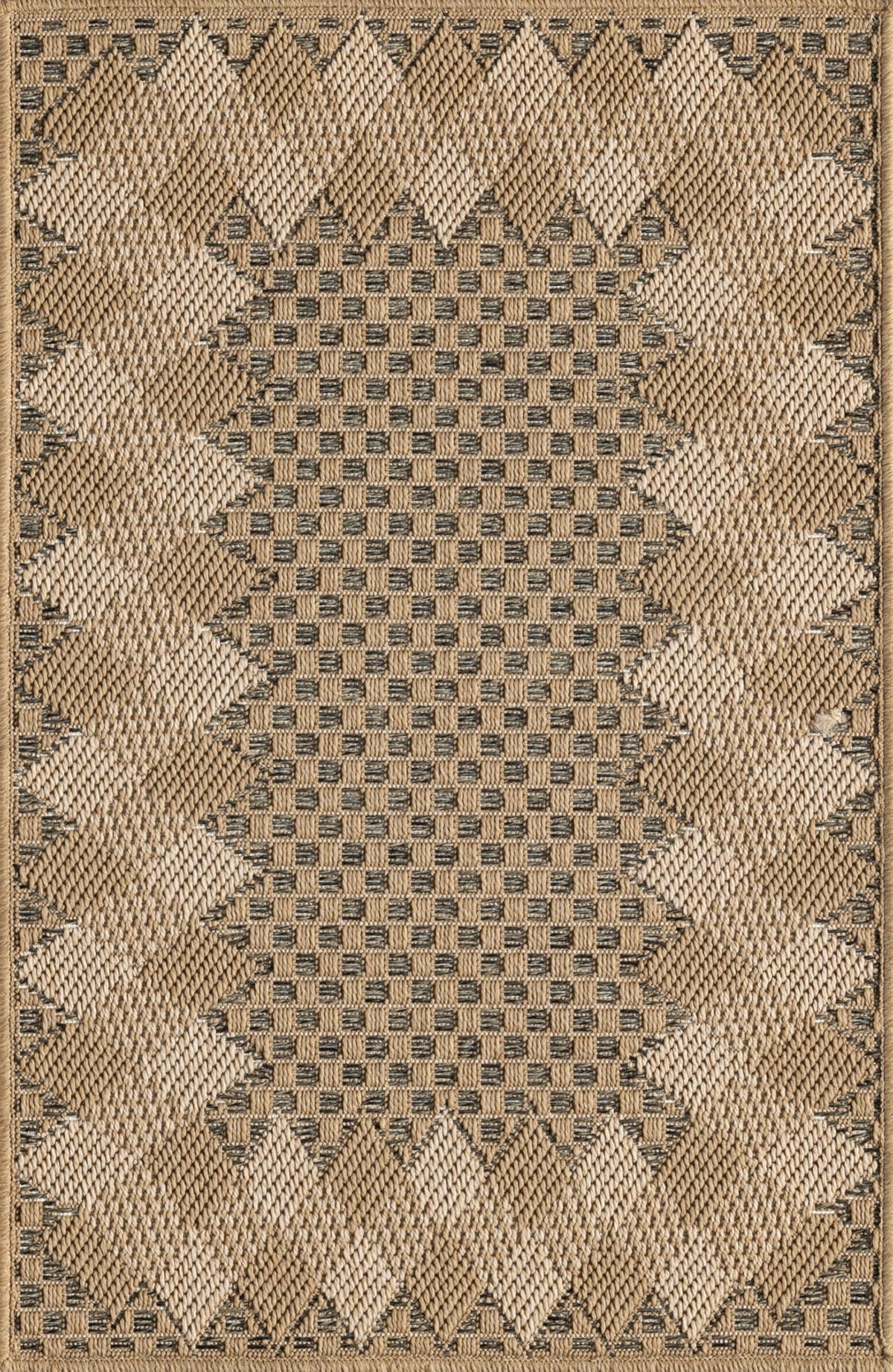 Patio Indoor Outdoor Grey Beige Rug - 2 x 3 Checkered Area Rug for Living Room by Abani – 2x3, Polypropylene, Grey