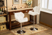 Glasgow Contemporary Tufted Adjustable Height Hydraulic White Bar Stools by Roundhill Furniture – Metal, White, Pack of 2, Model PC190WH