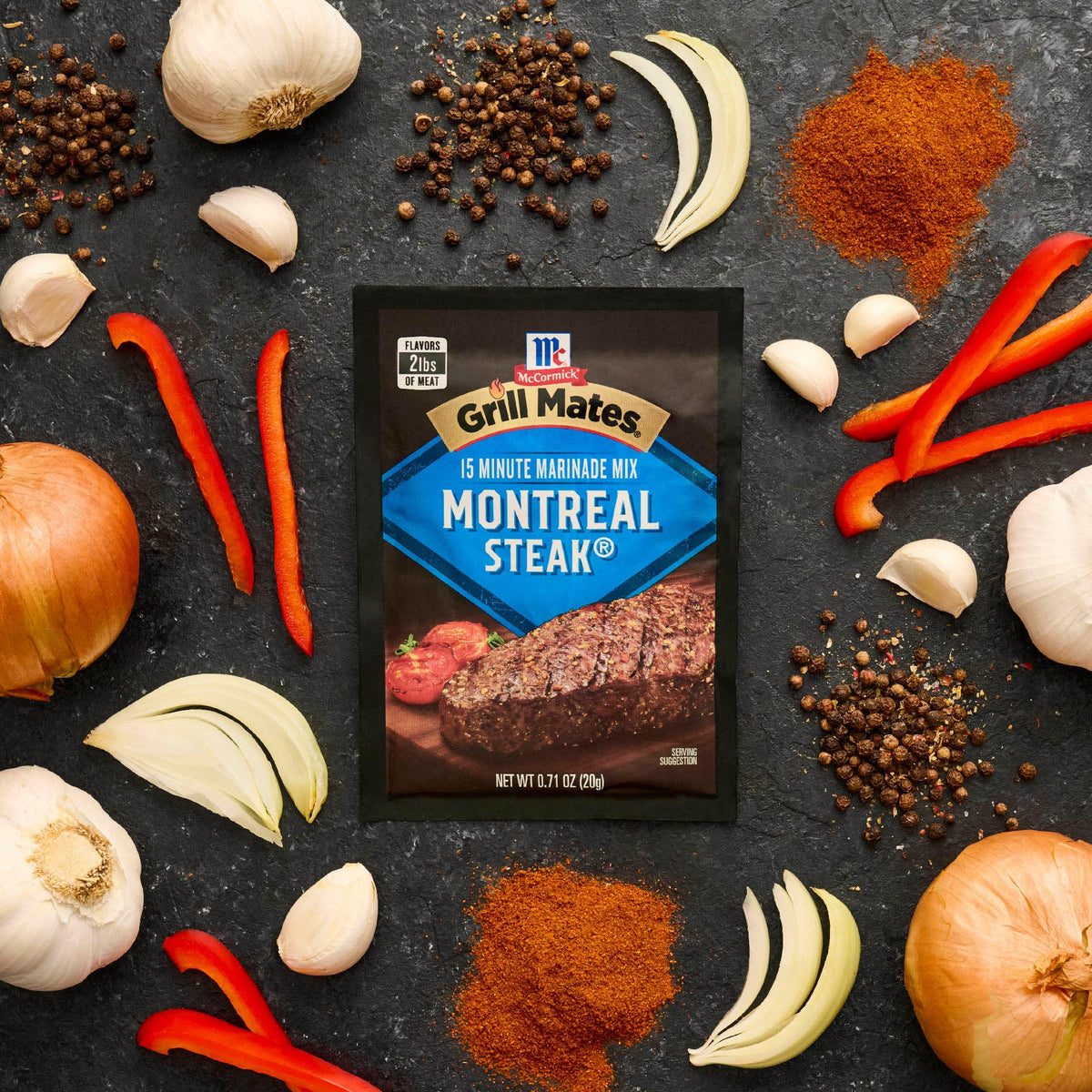 McCormick Montreal Steak Marinade Mix by Grill Mates – 0.71 Ounce (Pack of 1), Model 10052100760695