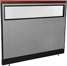Global Industrial 60-1/4"W x 47-1/2"H Deluxe Office Partition Panel with Partial Window & Raceway, Gray