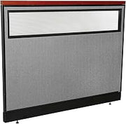 Global Industrial 60-1/4"W x 47-1/2"H Deluxe Office Partition Panel with Partial Window & Pass-Thru Cable, Gray