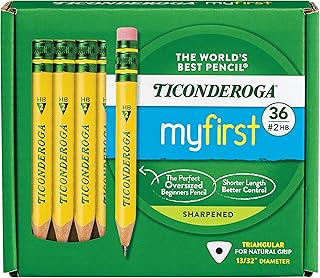 Ticonderoga My First Short Triangular Wood-Cased Pencils, #2 HB Soft