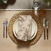 Muginyu Floral Cloth Napkins, 15 x 15 Inch, Set of 12, Flower Bird