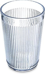 Carlisle FoodService Products Crystalon Stack-All Stackable Tumbler Plastic Tumbler with Ribbed Texture for Restaurants, Catering, Kitchens, Plastic, 8.4 Ounces, Clear