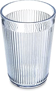 Carlisle FoodService Products Crystalon Stack-All Stackable Tumbler Plastic Tumbler with Ribbed Texture for Restaurants, Catering, Kitchens, Plastic, 8.4 Ounces, Clear