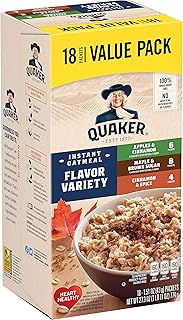 Quaker Instant Oatmeal, Variety Value Pack, 18 Count