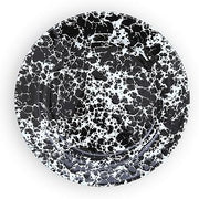 Crow Canyon Home Enamelware Flat Salad Plate, 8 inch, Black/White Splatter (Set of 4)