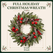 Worthyeah Pine Artificial Christmas Wreath, 24 Inch, Christmas