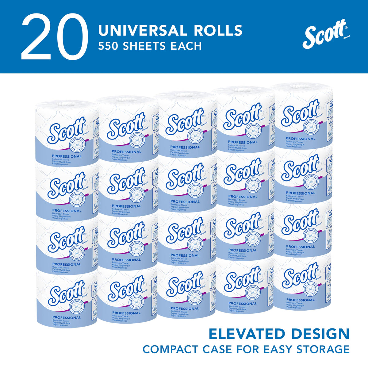 Scott Professional White / 550 Sheet (Pack of 20) / 20 Rolls Toilet Paper