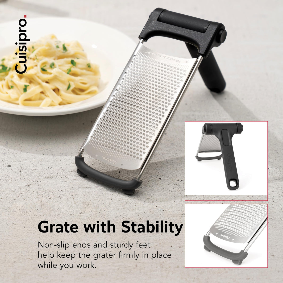 Surface Glide Technology Stainless Steel Folding Handle Grater by Cuisipro – Fine Grater, Stainless Steel, Model 746812