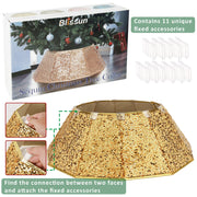 Blissun Christmas Tree Collar, Sequin Fabric Ring, Bright Gold, 15 x 25.6 Inch