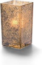 Hollowick Quad Antique Gold Square Votive Glass Lamp, 4 3/8 inch Height - 1 each.