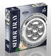 Ner Mitzvah Silver Plated Seder Plate, Round Passover Kaarah, 12 Inch Diameter