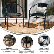 Flash Furniture Black / Set of 2 / Contemporary Patio Dining Chairs
