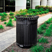 Global Industrial Outdoor Heavy-Duty Slatted Steel Trash Can – 36 Gallon, 34" H, Black