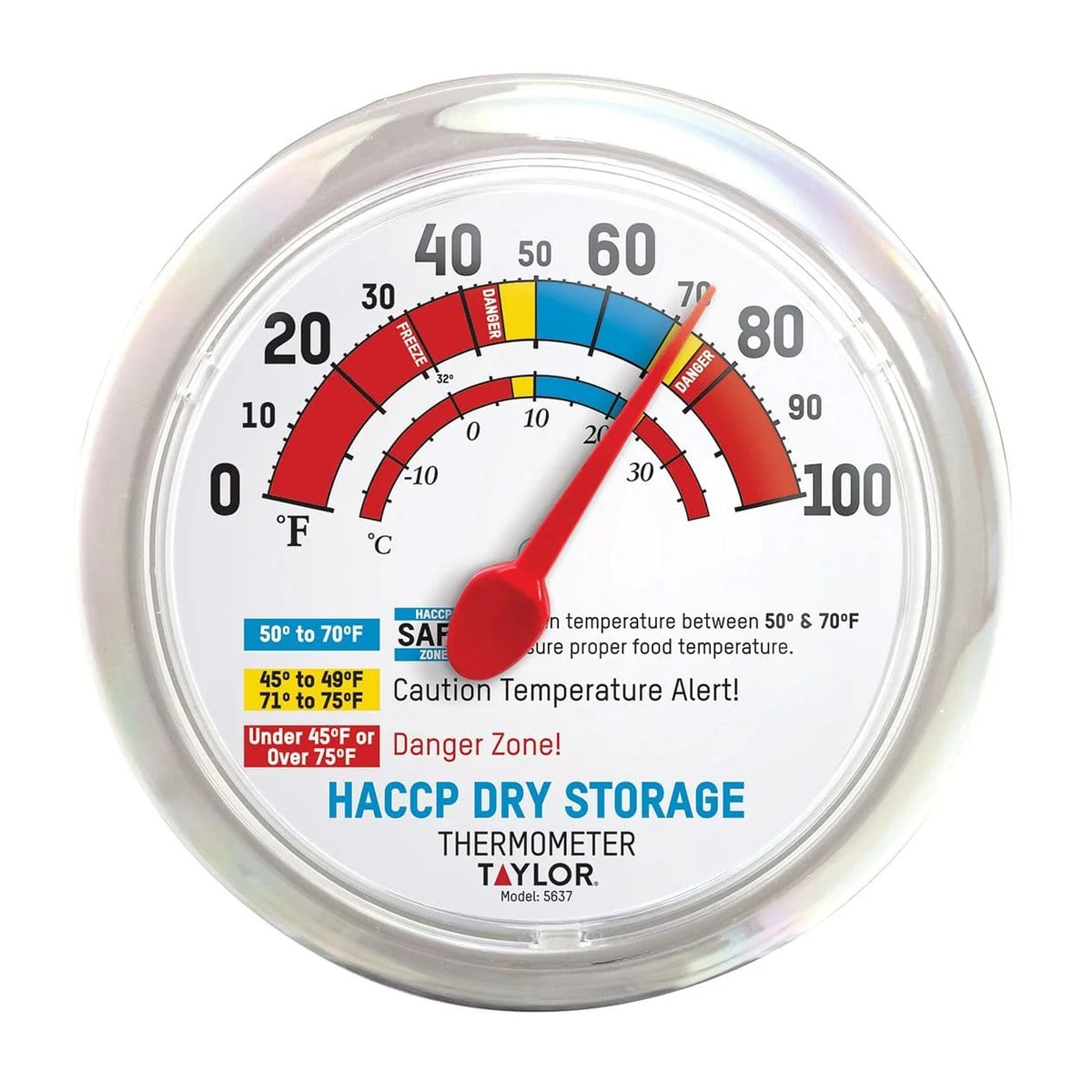 Taylor 5637 Wall Thermometer, 1/2" High, White
