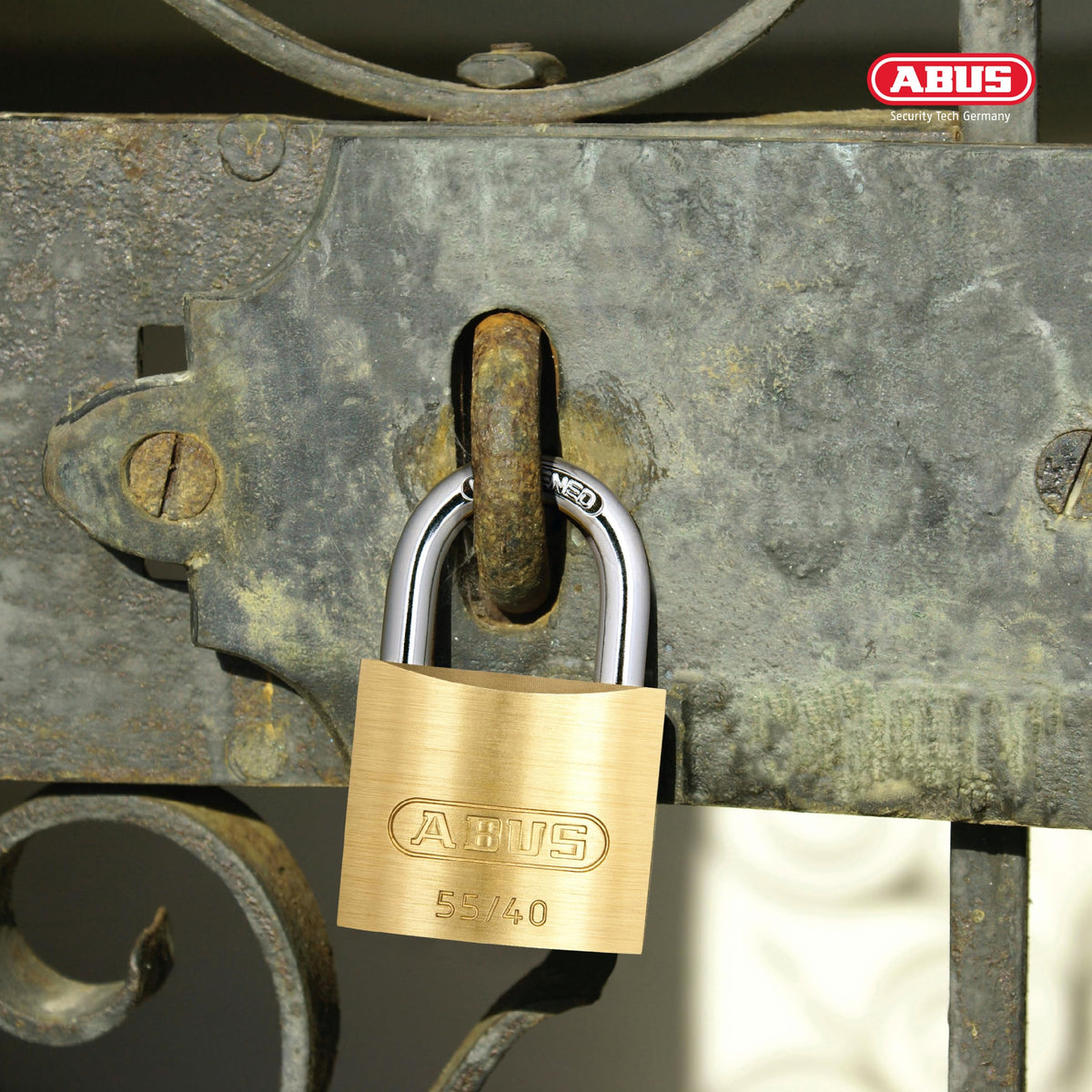 55/40 Solid Brass Padlock with 2 Keys for School by ABUS – 1.5-Inch, Stainless Steel, Silver, Model 55/40 B KD