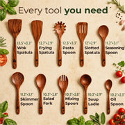 Woodenhouse Teak Wood Utensil Set, 10 Pieces, Natural