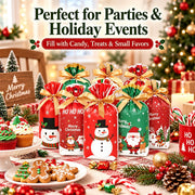 JOINDO Christmas Treat Bags, 6 by 9 Inches with 2 Inch Gusset, Set of 50