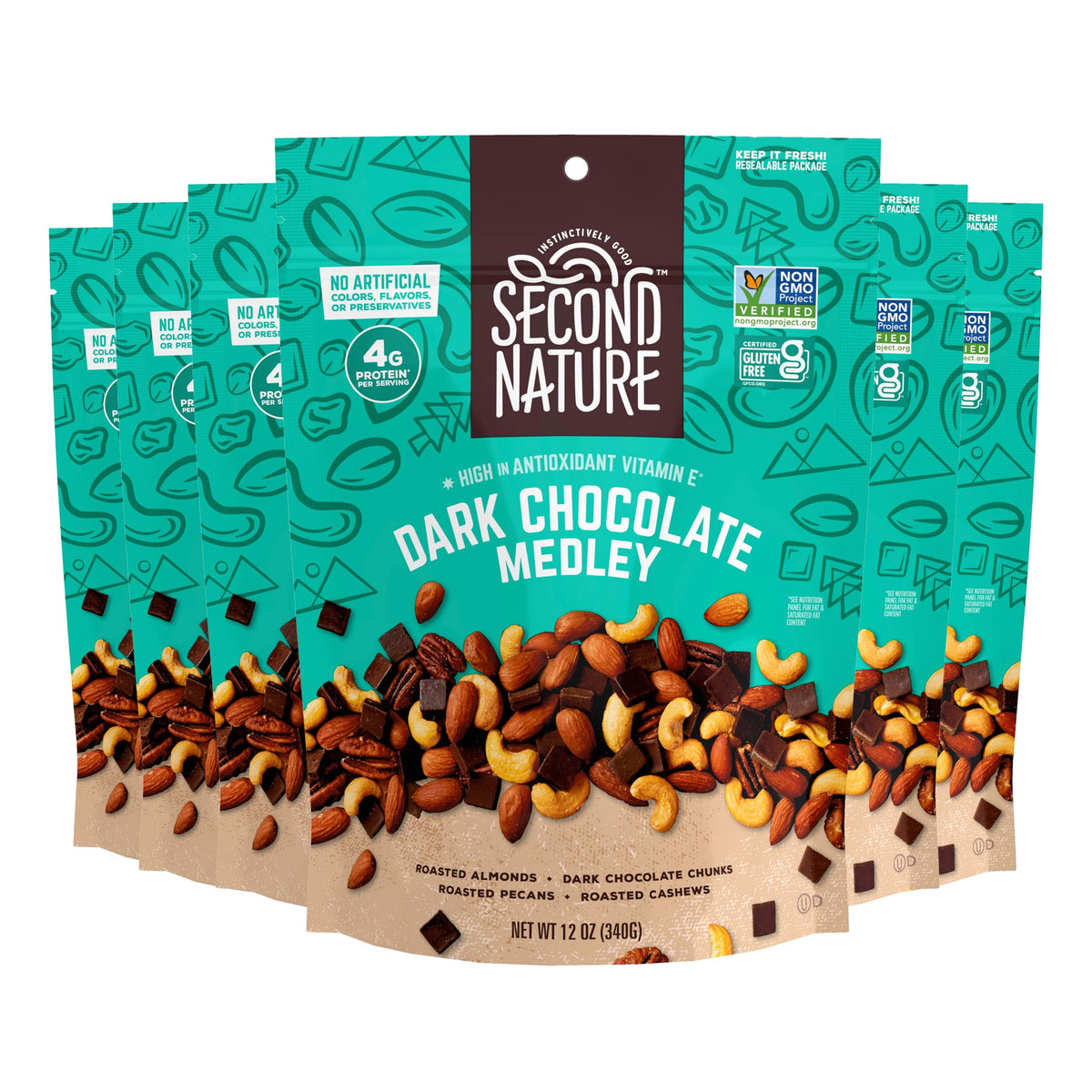 Second Nature Dark Chocolate / 12 Ounce (Pack of 6) / 6 Snack & Trail Mixes