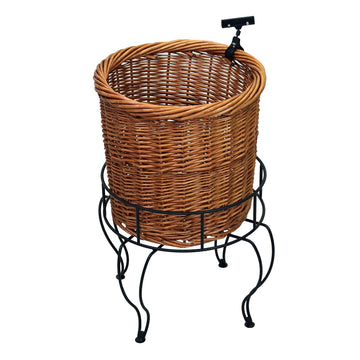 1-Tier Round Willow Basket Display with Sign Clips by Mobile Merchandisers – 1 tier, Alloy Steel, Model K1726S-MB