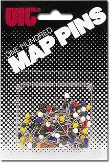 Officemate Map Pins, Assorted Colors, 100 per Pack (30060)