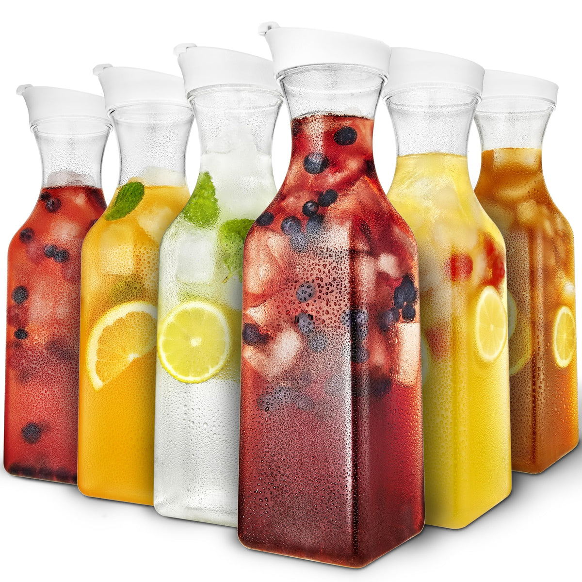 Stock Your Home Set of 6 / Clear / Square Carafes