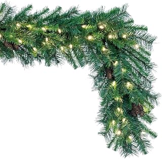 Vickerman 50' Cheyenne Artificial Christmas Garland, Warm White LED Lights - Faux Christmas Garland - Seasonal Indoor Home Decor