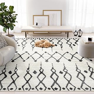 Abani Viva Cream Black Area Rug - 2 x 3 - for Living Room, Bedroom, Dining - Modern Moroccan Tribal Design - Soft, Durable, and Easy to Clean