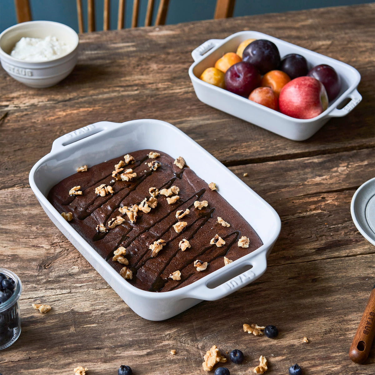 Ceramic Rectangular Baking Dish Set by STAUB – 2 pc, Ceramic, White, Pack of 2, Model 40508-626