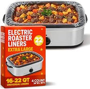 4 Count Extra Large Roaster Liners, Fits 16–22 Qt Oval Roasters, Disposable Rip-Resistant Slow Cooker Bags with Gusset