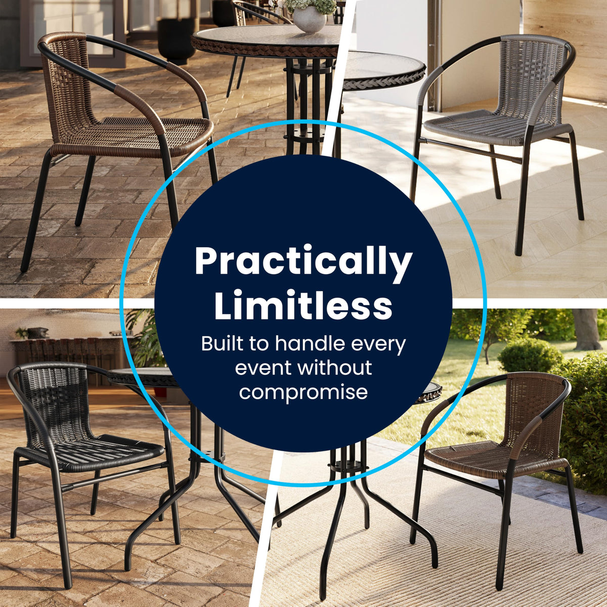 Flash Furniture Grey / Set of 1 / Contemporary Patio Dining Chairs