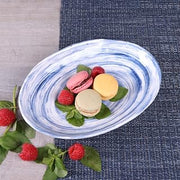 Elite Global Solutions D861OV-ND Deep Oval Plate, 8 3/4" x 6 1/2" x 1 1/2" h., Melamine, Navy Design (Pack of 6)