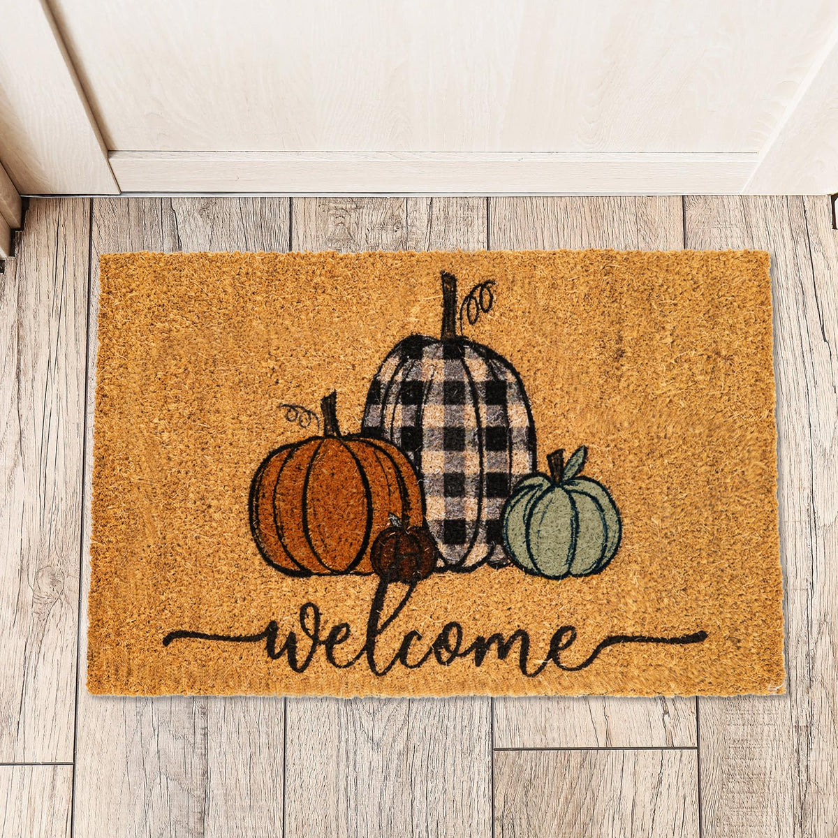 Whaline Fall Doormat, Coir Pumpkin Design, 16 x 28 Inch