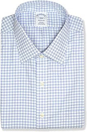 Brooks Brothers Mens Slim Fit All Cotton Mixed Plaid Pocket Dress Shirt,